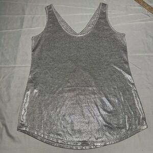 Silver Metallic Tank Top XS Shimmery Carrie Bradshaw Glamorous Feminine Dainty